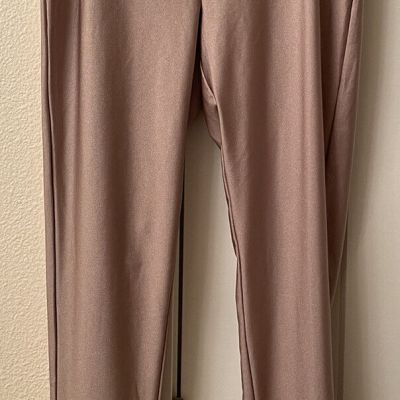 Fashion Nova Shiny Beige High Waist Front Zip Up Leggings Pants Sz S New